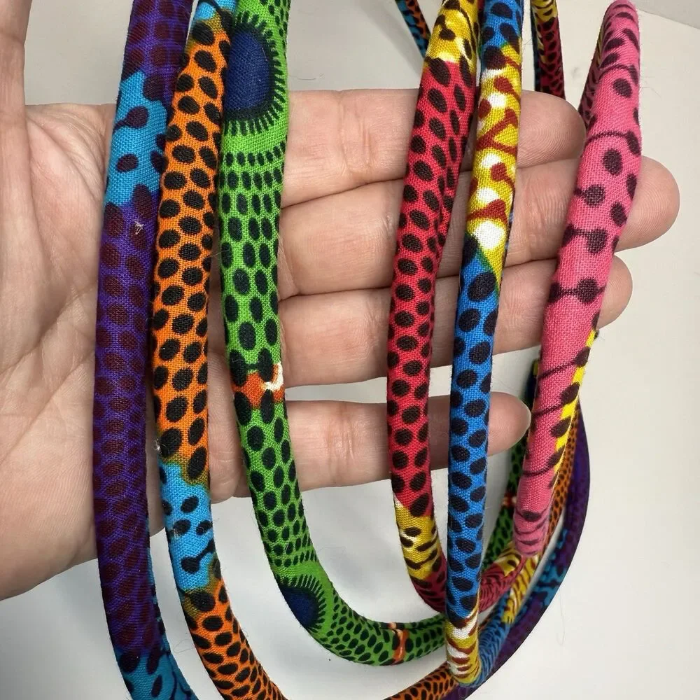 African Ankara Fabric Wrapped Multi 6 Layer Necklace